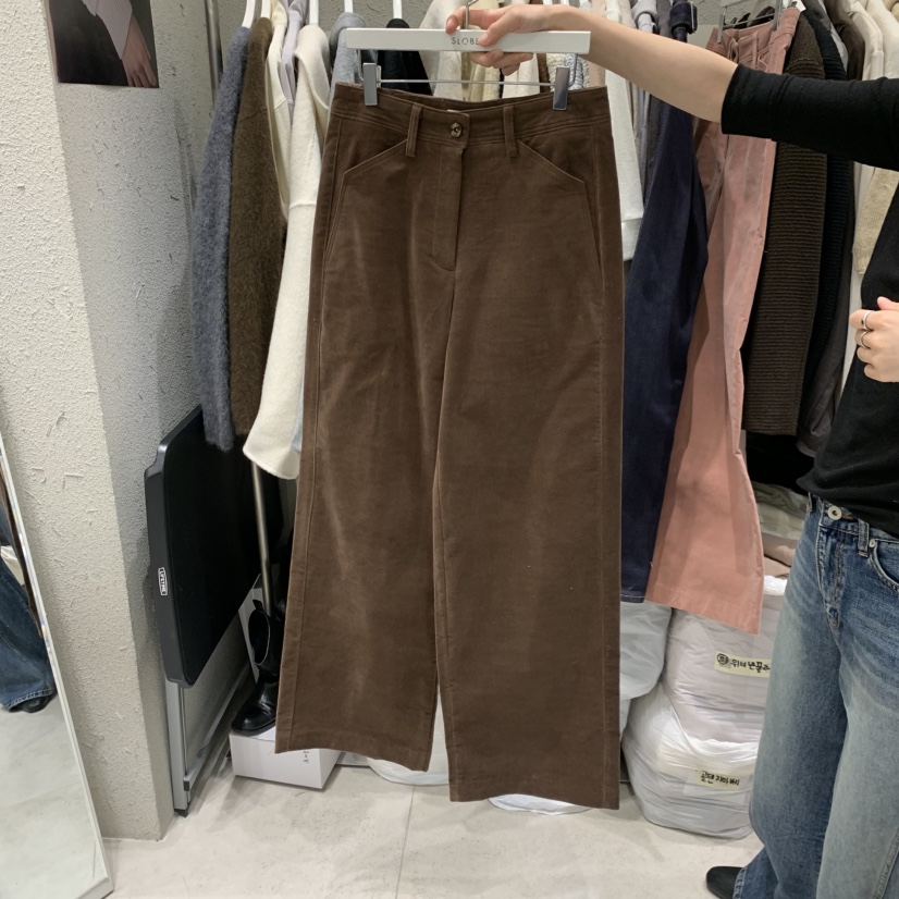 BRONZE韓國代購女裝新款人氣時尚熱賣真品推薦休閑褲天鵝絨BRONZE休閑褲圖色1