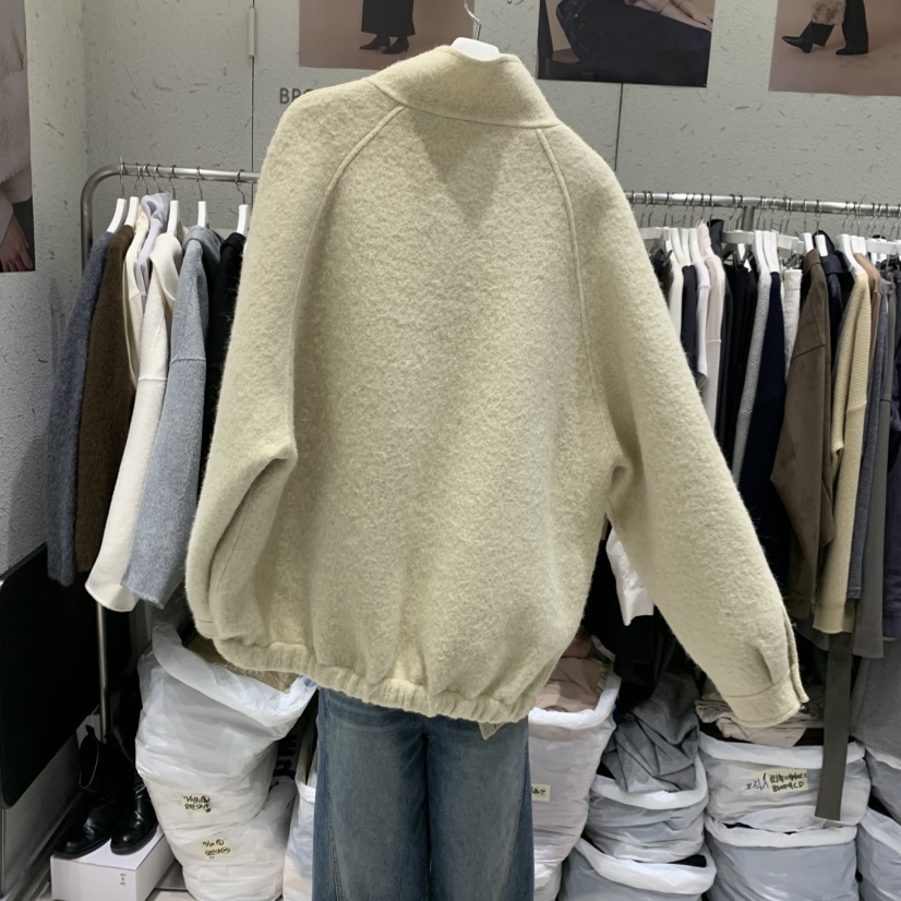 BRONZE韓國代購女裝新款推薦真品時尚短款大衣手工制品羊駝BRONZE短款大衣