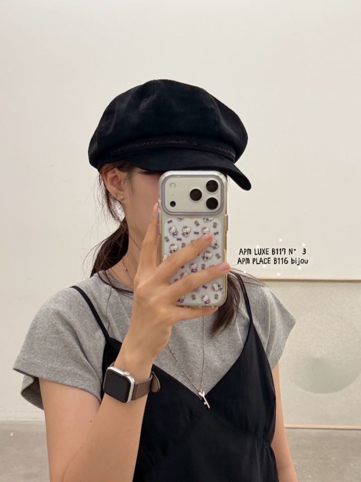 N3韓國直郵女裝新款職業熱賣真品時尚推薦帽子絨面革貝雷N3帽子