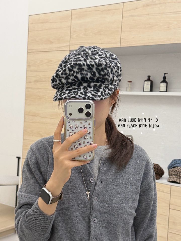 N3東大門實拍女裝新品職業推薦人氣休閑真品帽子豹紋貝雷N3帽子