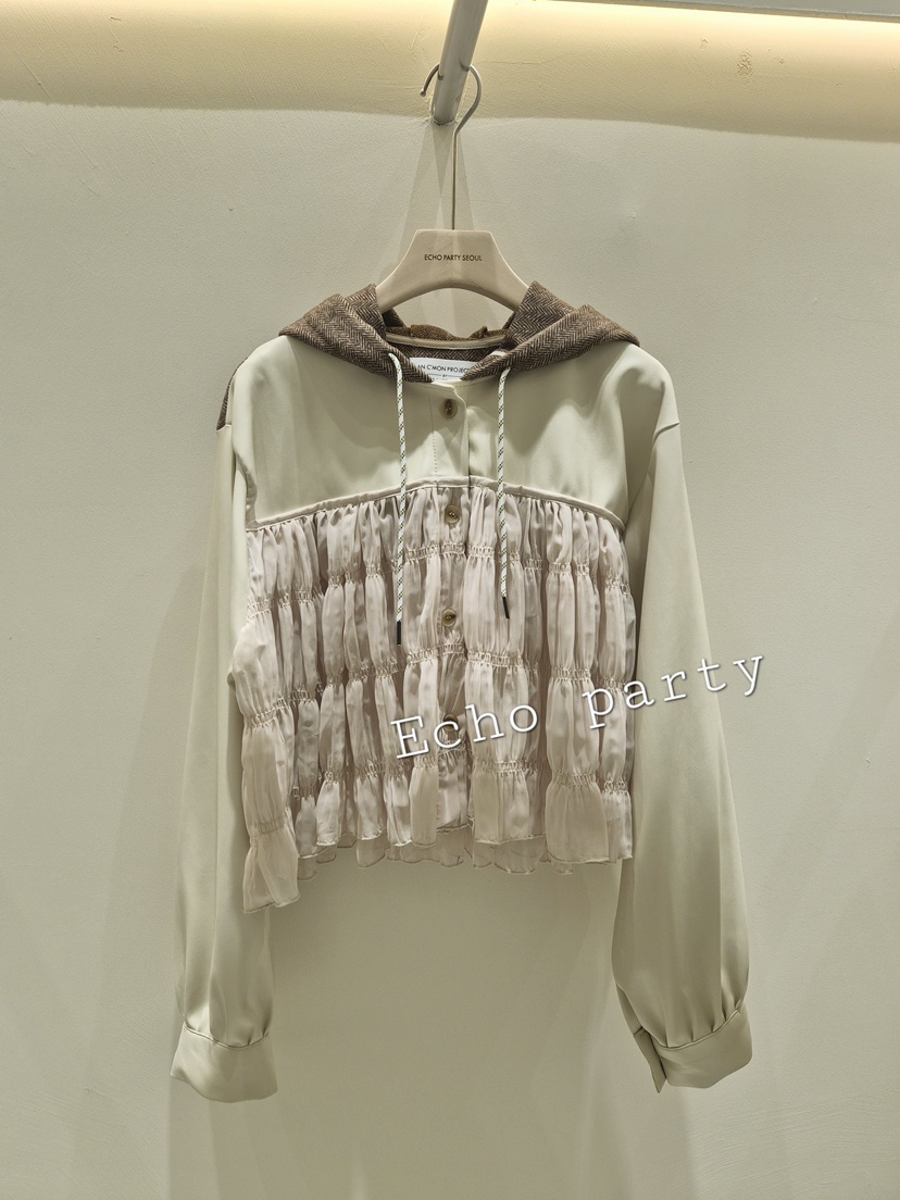 ECHOPARTY韓國代購女士新款熱賣人氣真品襯衫蕾絲衫連帽衫Echo party襯衫/蕾絲衫圖色1