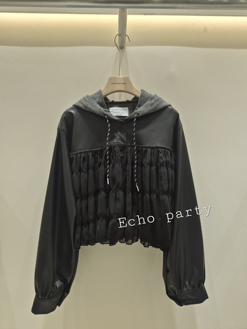 ECHOPARTY韓國代購女士新款熱賣人氣真品襯衫蕾絲衫連帽衫Echo party襯衫/蕾絲衫圖色2