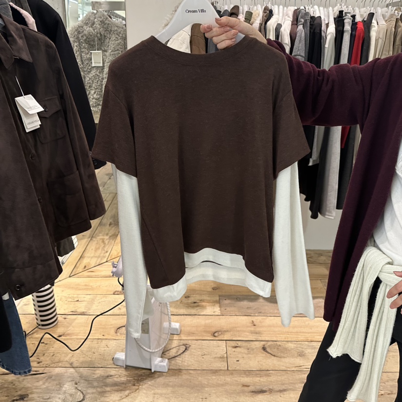 CREAM VILLA韓國代購女裝新品時尚長袖T恤假兩件CREAM VILLA長袖T恤圖色3