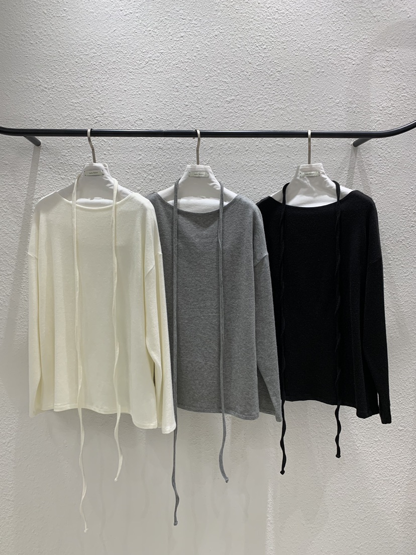 LUCY SALON東大門實拍女裝新品人氣時尚休閑長袖T恤含脖帶LUCY SALON長袖T恤