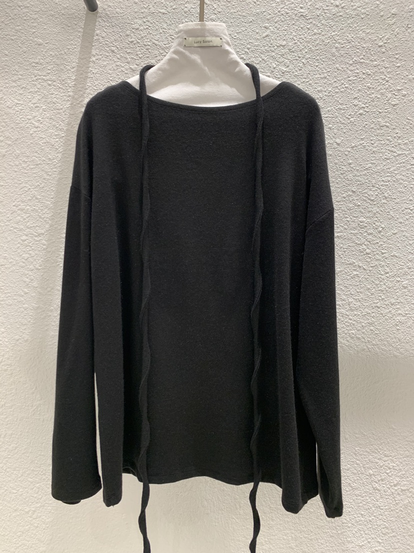 LUCY SALON東大門實拍女裝新品人氣時尚休閑長袖T恤含脖帶LUCY SALON長袖T恤圖色3黑色