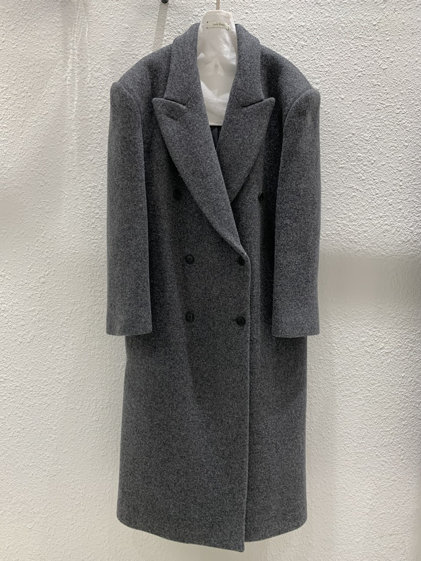 LUCY SALON韓國直郵女裝新品休閑時尚真品中長款大衣經典LUCY SALON中長款大衣圖色1墨色
