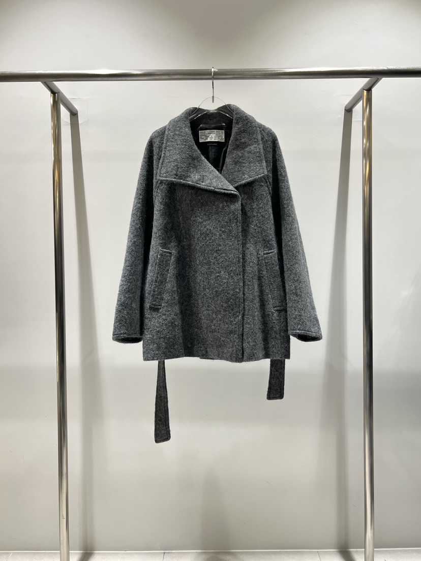 CESTLAVIE東大門代購女裝新品休閑真品短款大衣含腰帶高領CESTLAVIE短款大衣圖色1