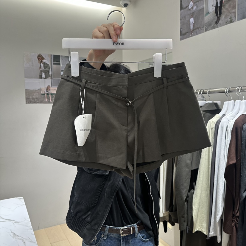 FAVOR-P東大門代購女士新品熱賣推薦真品休閑短褲含腰帶FAVOR-P短褲圖色2