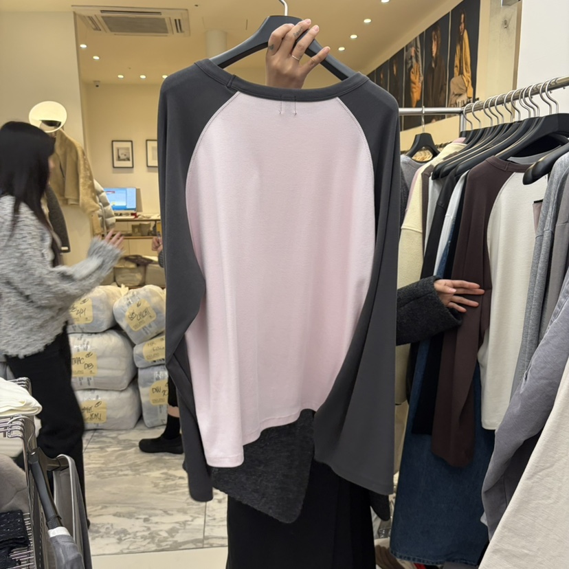 FRIC韓國代購女裝新品休閑真品推薦熱賣時尚長袖T恤插肩袖FRIC長袖T恤