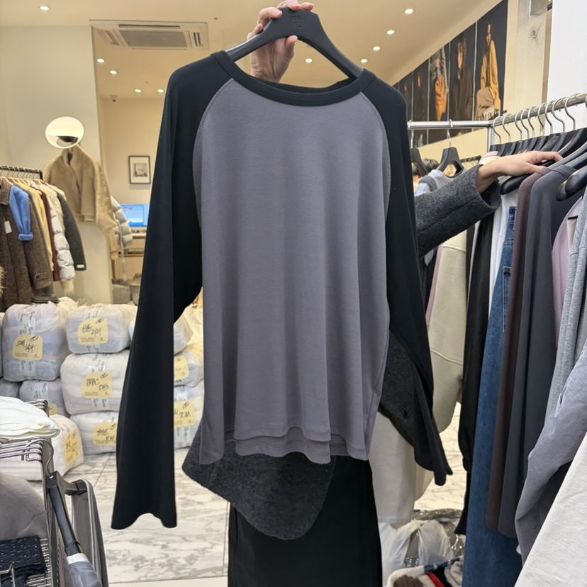 FRIC韓國代購女裝新品休閑真品推薦熱賣時尚長袖T恤插肩袖FRIC長袖T恤圖色1