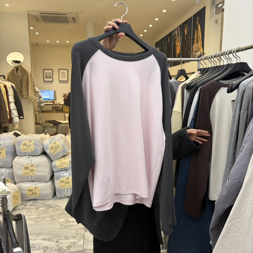 FRIC韓國代購女裝新品休閑真品推薦熱賣時尚長袖T恤插肩袖FRIC長袖T恤圖色3
