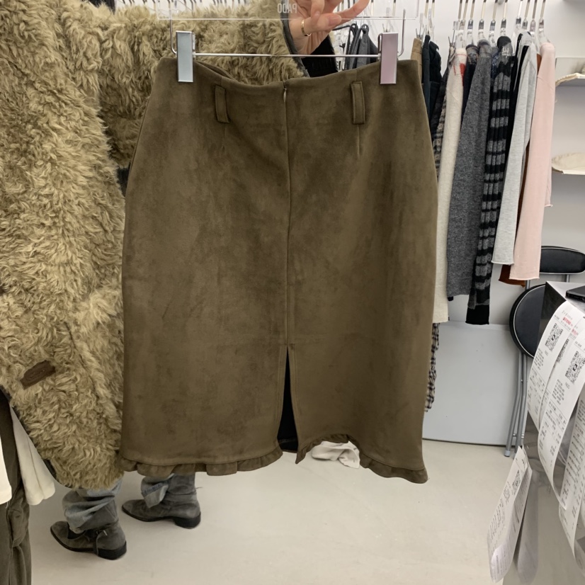 PADO韓國代購女士新款熱賣時尚真品半身裙中短裙荷葉邊絨PADO半身裙/中短裙