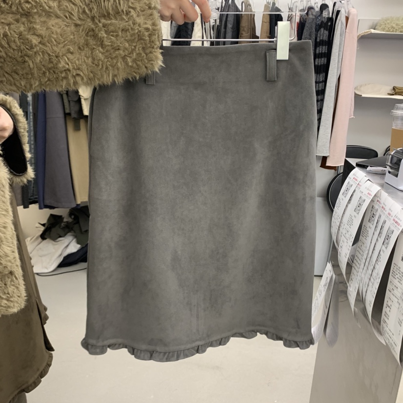 PADO韓國代購女士新款熱賣時尚真品半身裙中短裙荷葉邊絨PADO半身裙/中短裙圖色2