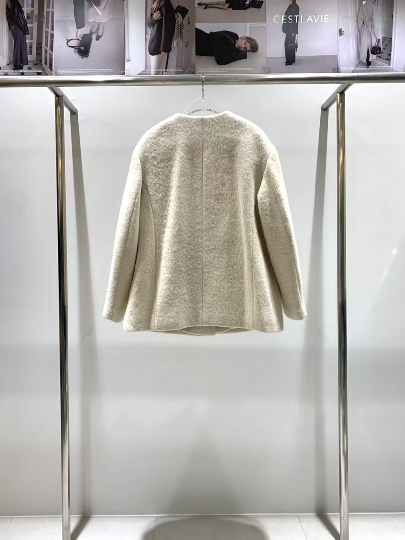 CESTLAVIE韓國直郵女裝新品時尚真品熱賣休閑短款大衣羊駝毛CESTLAVIE短款大衣