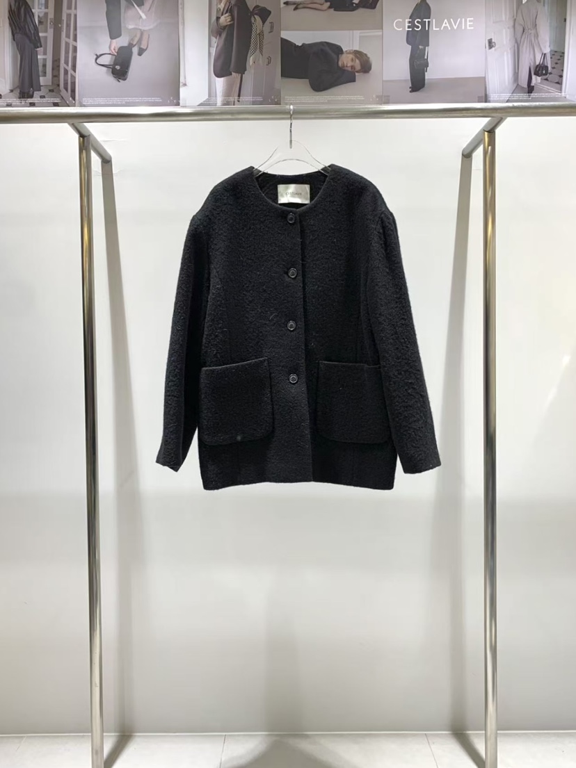 CESTLAVIE韓國直郵女裝新品時尚真品熱賣休閑短款大衣羊駝毛CESTLAVIE短款大衣圖色3