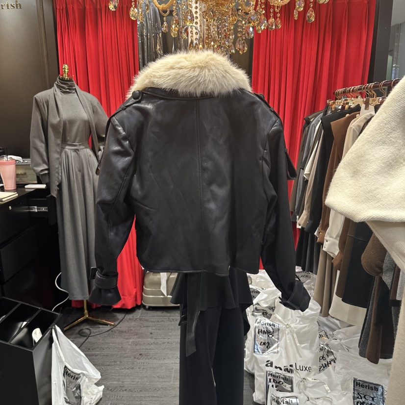 HERISH-HAUTE東大門實拍女裝新品人氣熱賣夾克軟皮革柔軟Herish-Haute夾克