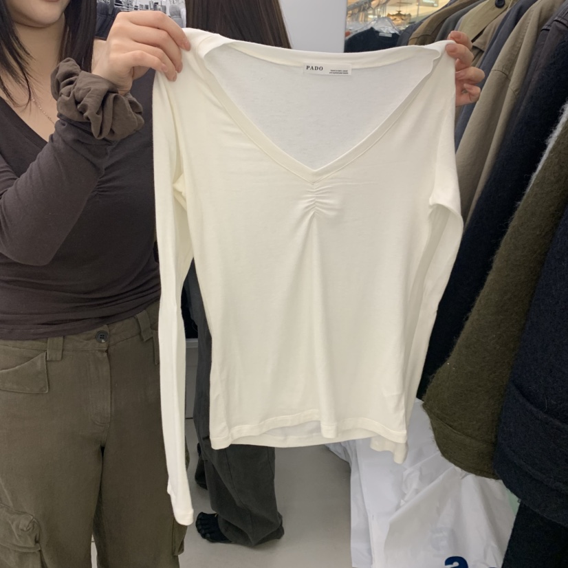 PADO東大門實拍女裝新品真品休閑人氣時尚推薦長袖T恤褶皺PADO長袖T恤圖色5