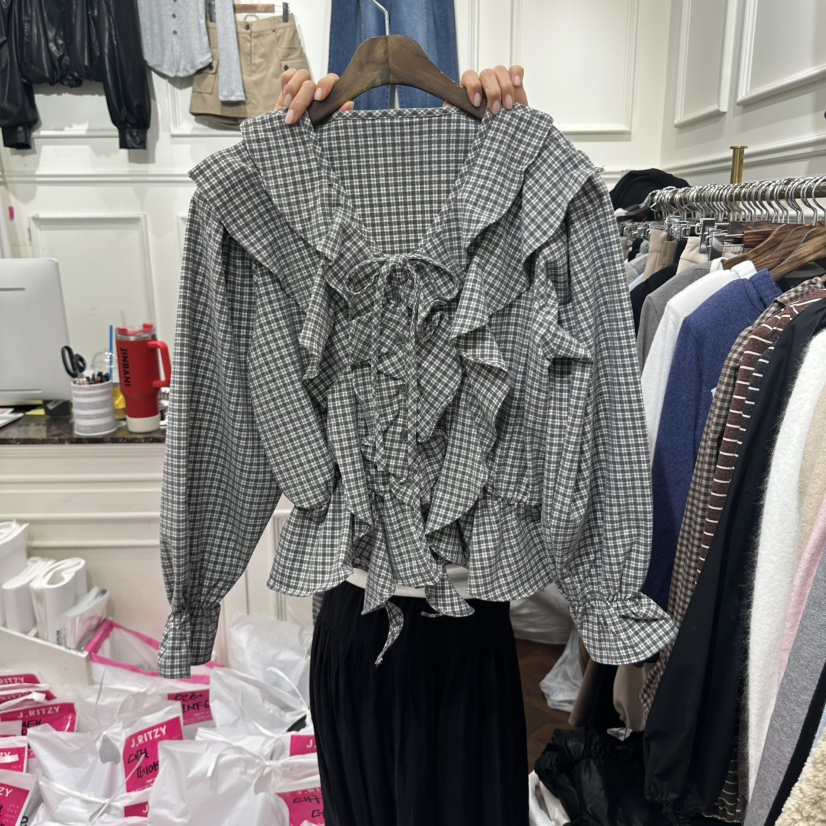 J.RITZY韓國直郵女裝新品人氣推薦熱賣休閑真品襯衫蕾絲衫J.RITZY襯衫/蕾絲衫圖色1灰色