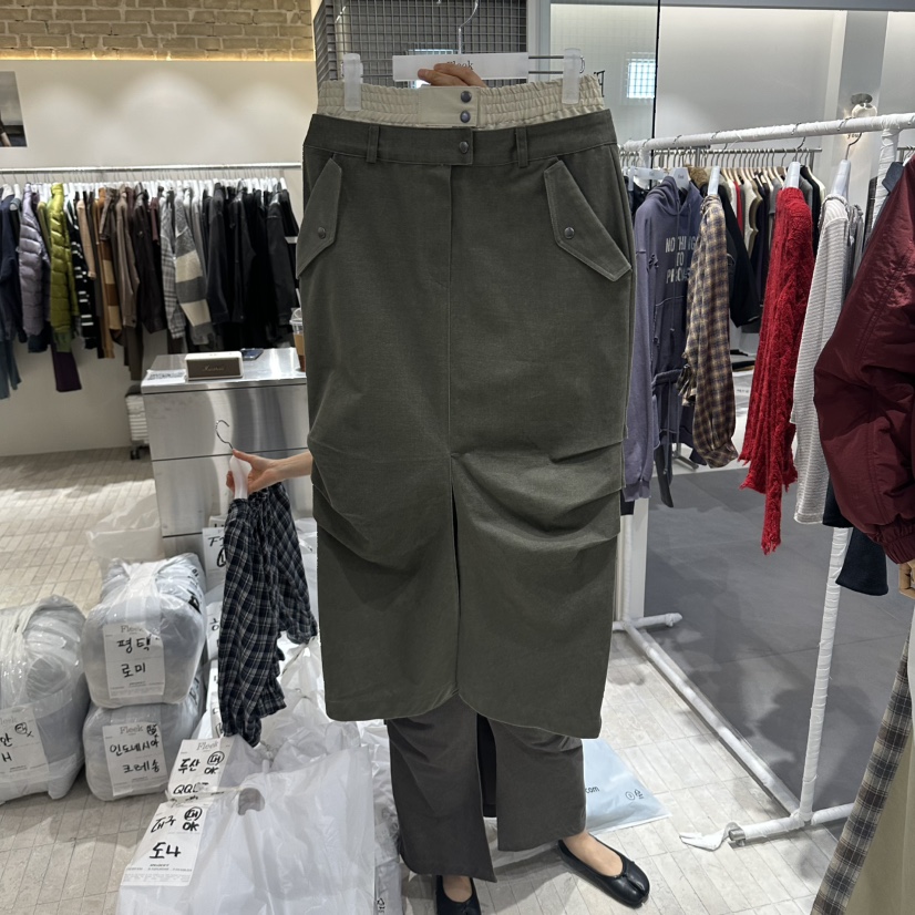FLEEK韓國直郵女裝新款推薦真品休閑人氣時尚熱賣長裙Fleek長裙圖色2墨綠