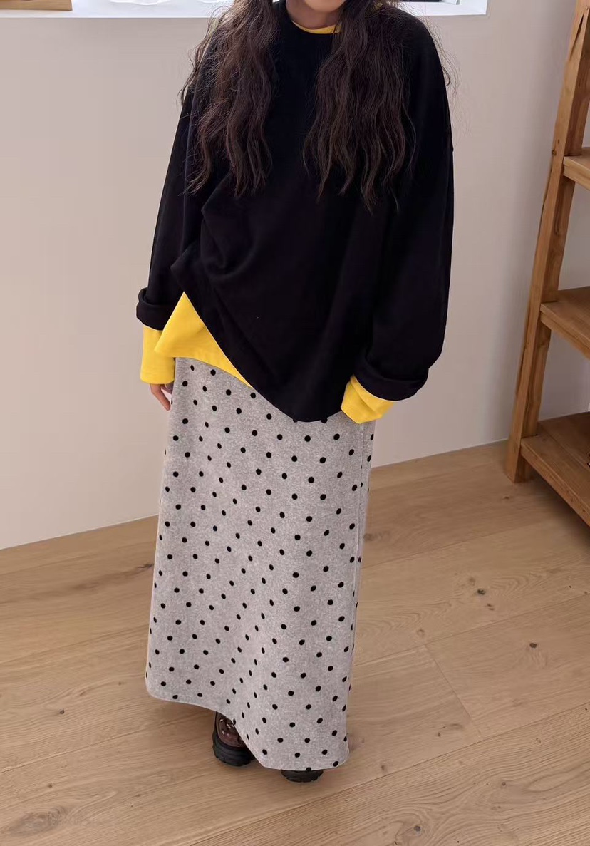 HEYJUDE東大門實拍女士新款真品熱賣推薦休閑長裙天鵝絨圓點HEYJUDE長裙
