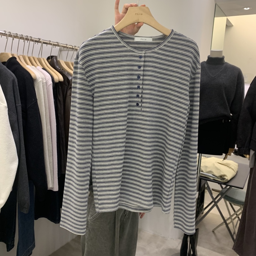 PHILO東大門實拍女裝新品推薦真品熱賣休閑時尚人氣長袖T恤PHILO長袖T恤圖色2灰
