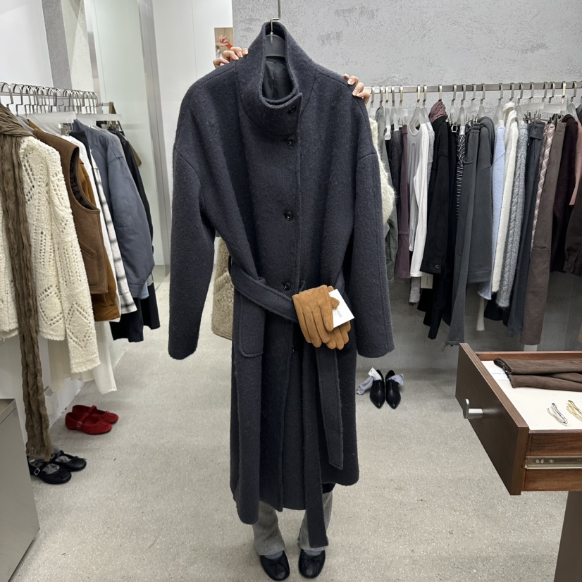 WEARABLE-L韓國代購女士新款推薦中長款大衣含手套含腰帶不含WEARABLE中長款大衣圖色2