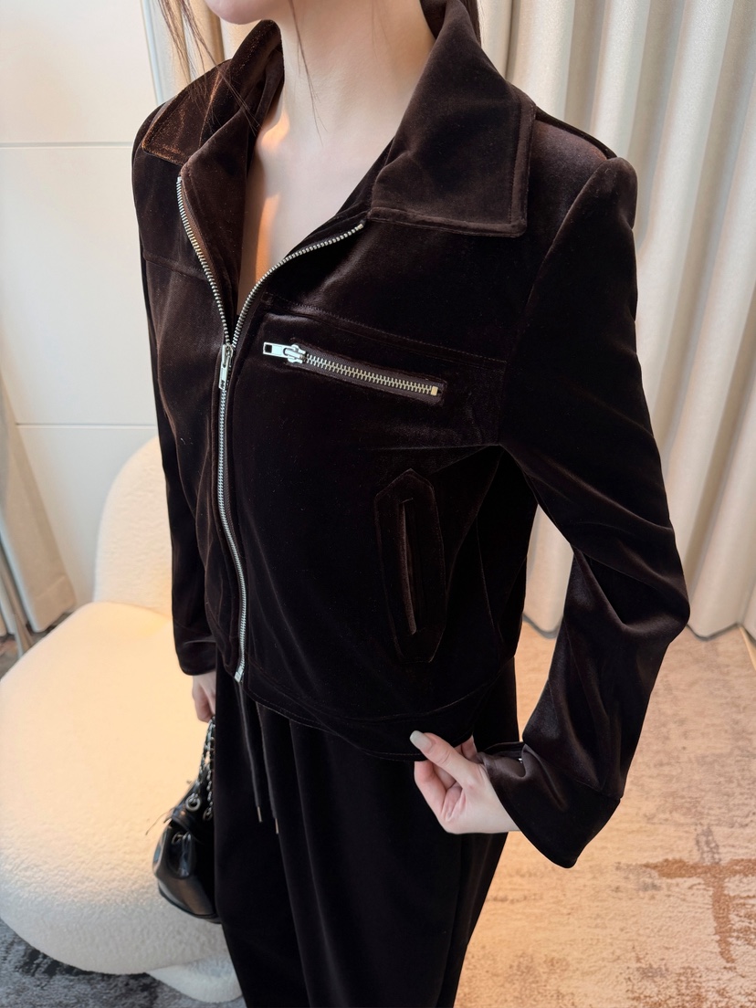 CLOTH韓國代購女士新品推薦時尚人氣休閑真品夾克天鵝絨拉鏈CLOTH夾克