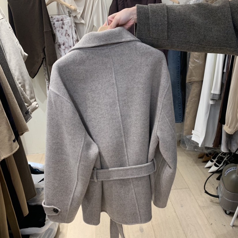 ARCHER東大門實拍女士新品人氣短款大衣人字紋含腰帶手工ARCHER短款大衣