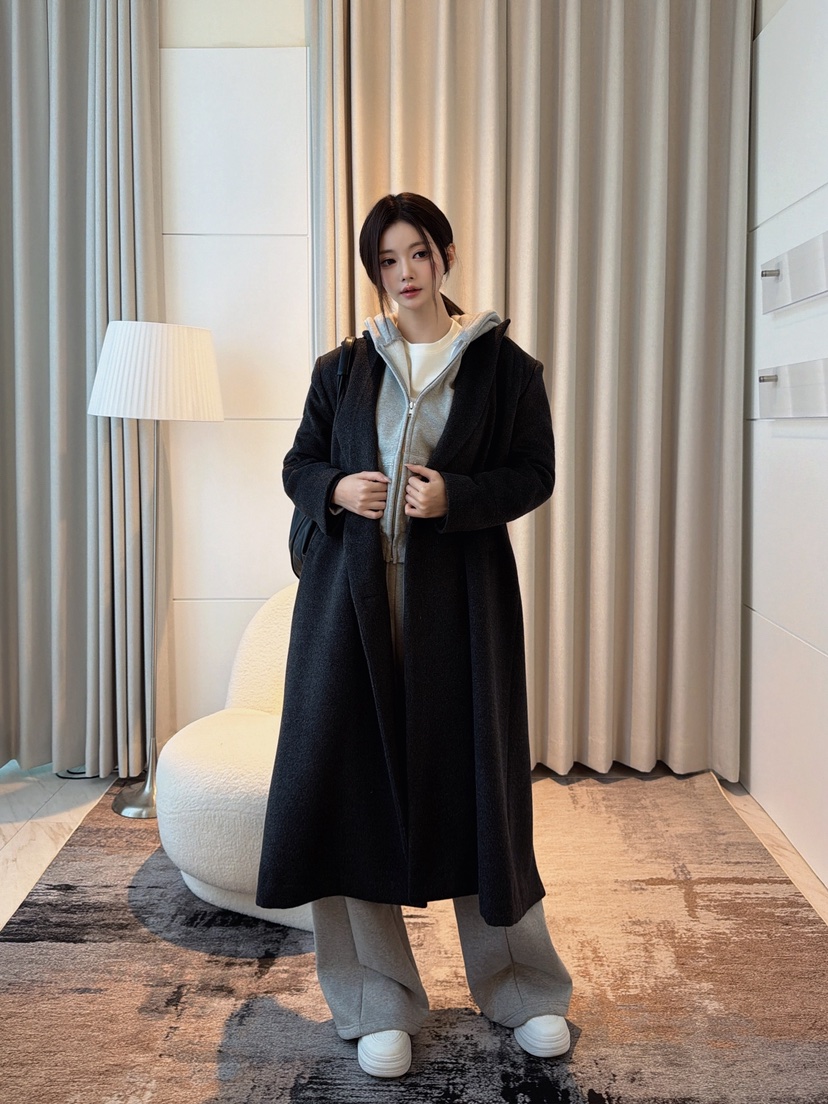 CLOTH東大門實拍女裝新品熱賣人氣真品推薦中長款大衣雙層CLOTH中長款大衣