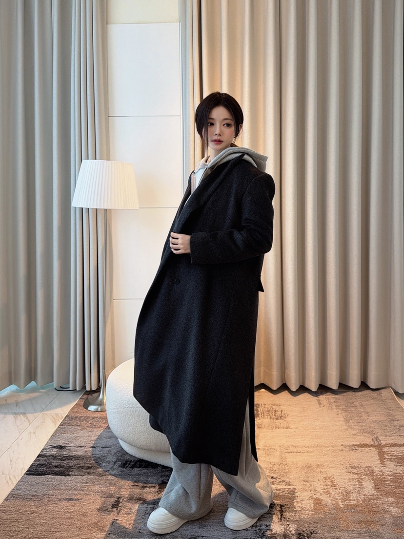CLOTH東大門實拍女裝新品熱賣人氣真品推薦中長款大衣雙層CLOTH中長款大衣
