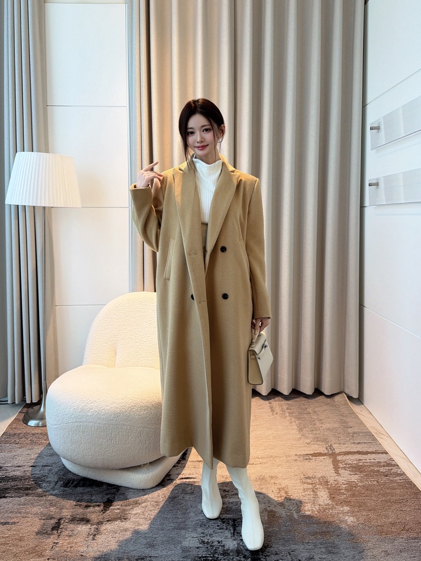 CLOTH東大門實拍女裝新品熱賣人氣真品推薦中長款大衣雙層CLOTH中長款大衣