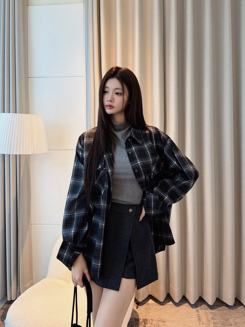 CLOTH韓國代購女士新品人氣推薦時尚熱賣真品襯衫蕾絲衫格紋CLOTH襯衫/蕾絲衫