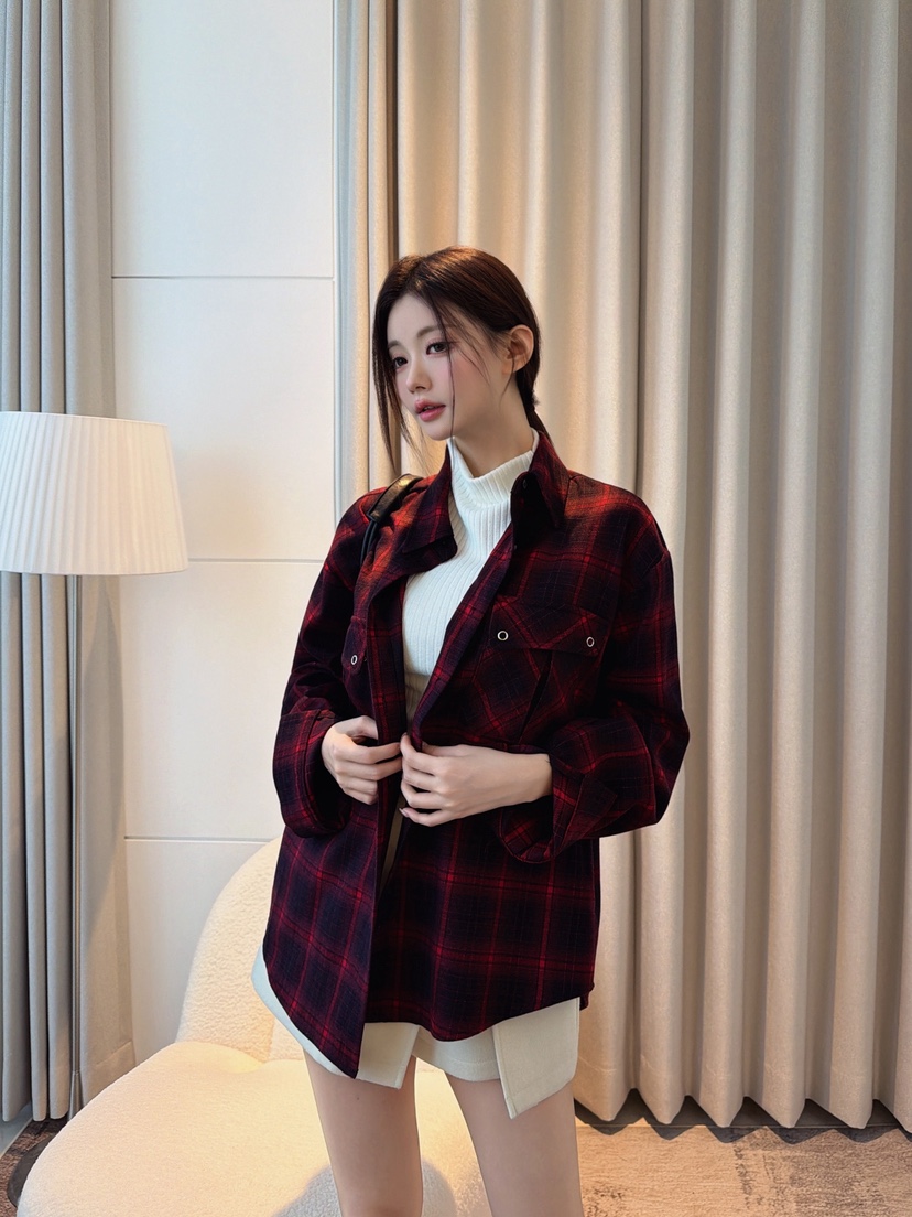 CLOTH韓國代購女士新品人氣推薦時尚熱賣真品襯衫蕾絲衫格紋CLOTH襯衫/蕾絲衫