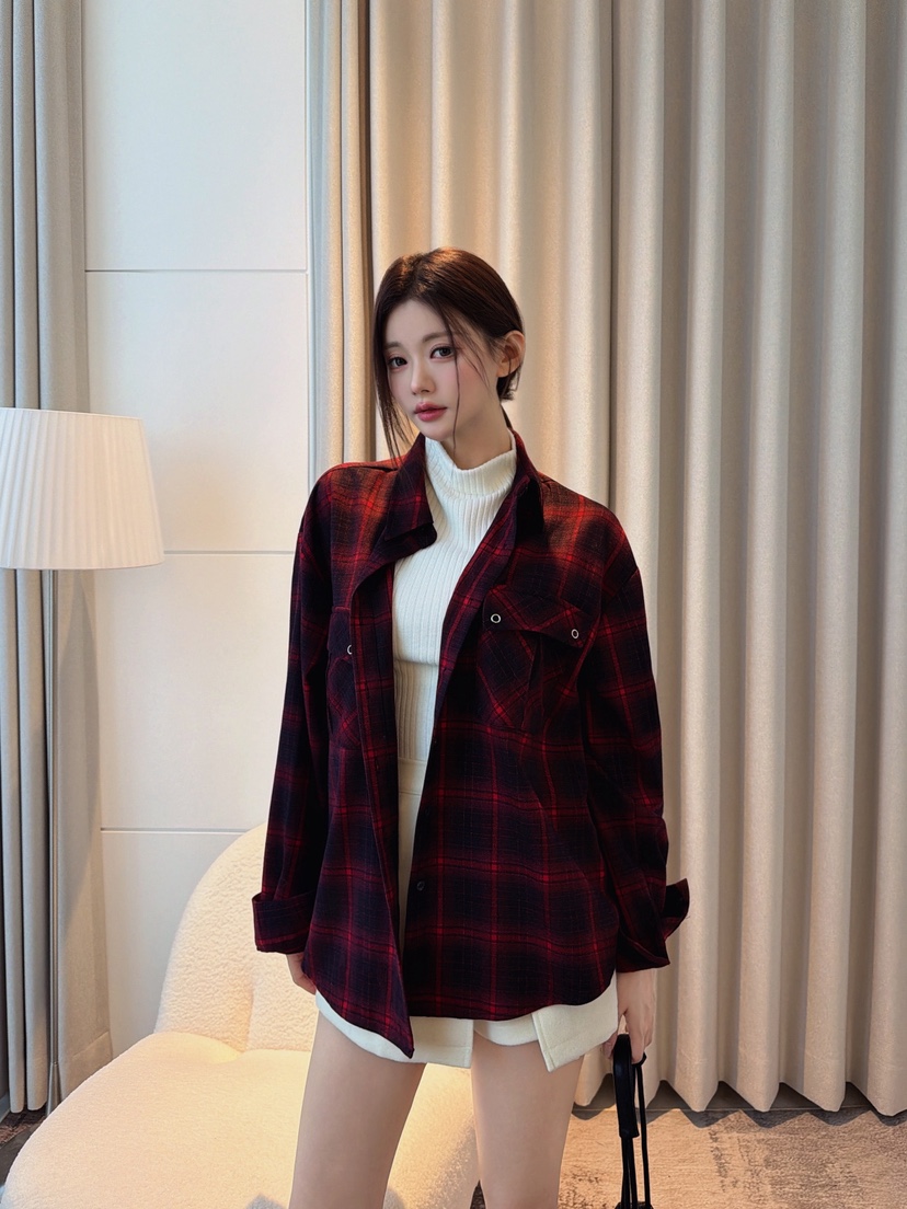 CLOTH韓國代購女士新品人氣推薦時尚熱賣真品襯衫蕾絲衫格紋CLOTH襯衫/蕾絲衫圖色1
