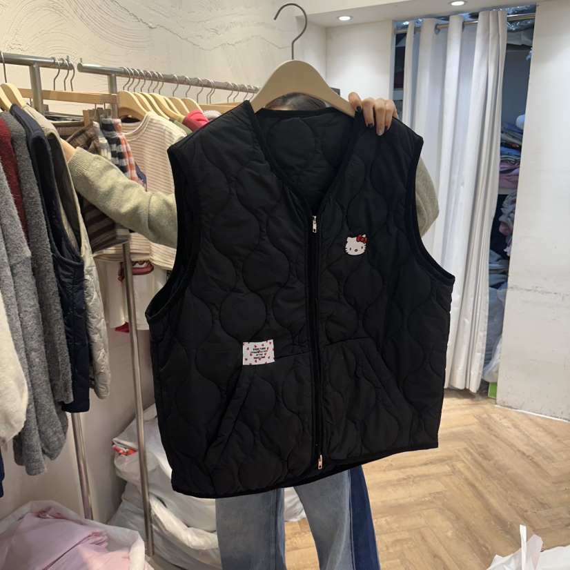 DE LINE東大門直郵女士新品休閑真品人氣熱賣推薦馬甲絎縫DE LINE馬甲圖色2黑色