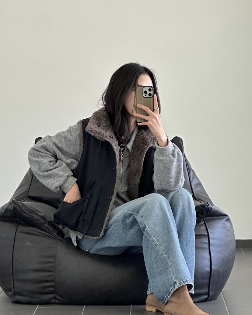 HOWDY/FACT THE NERD韓國直郵女裝新款人氣馬甲兩面穿雙面HOWDY/FACT THE NERD馬甲