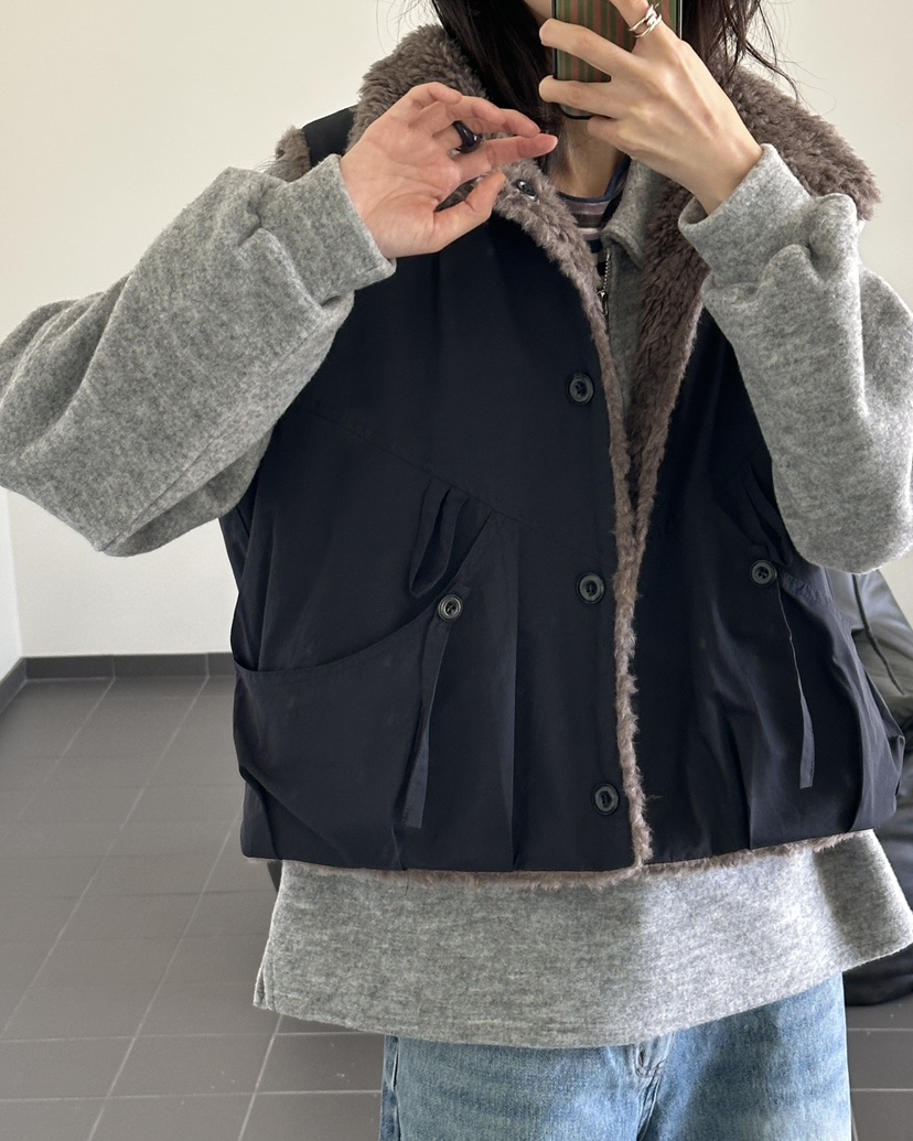 HOWDY/FACT THE NERD韓國直郵女裝新款人氣馬甲兩面穿雙面HOWDY/FACT THE NERD馬甲