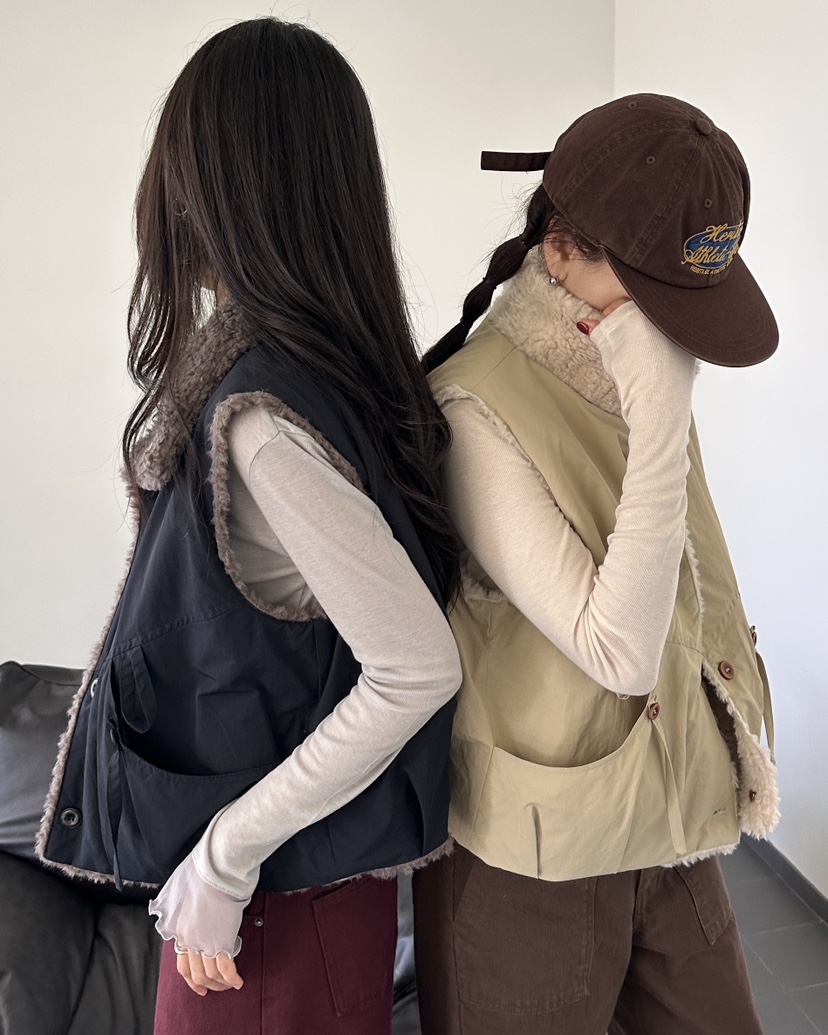 HOWDY/FACT THE NERD韓國直郵女裝新款人氣馬甲兩面穿雙面HOWDY/FACT THE NERD馬甲