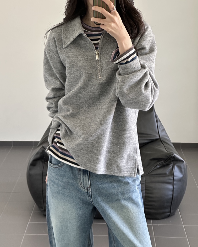 HOWDY/FACT THE NERD韓國代購女裝新款休閑衛衣拉鏈柔軟HOWDY/FACT THE NERD衛衣
