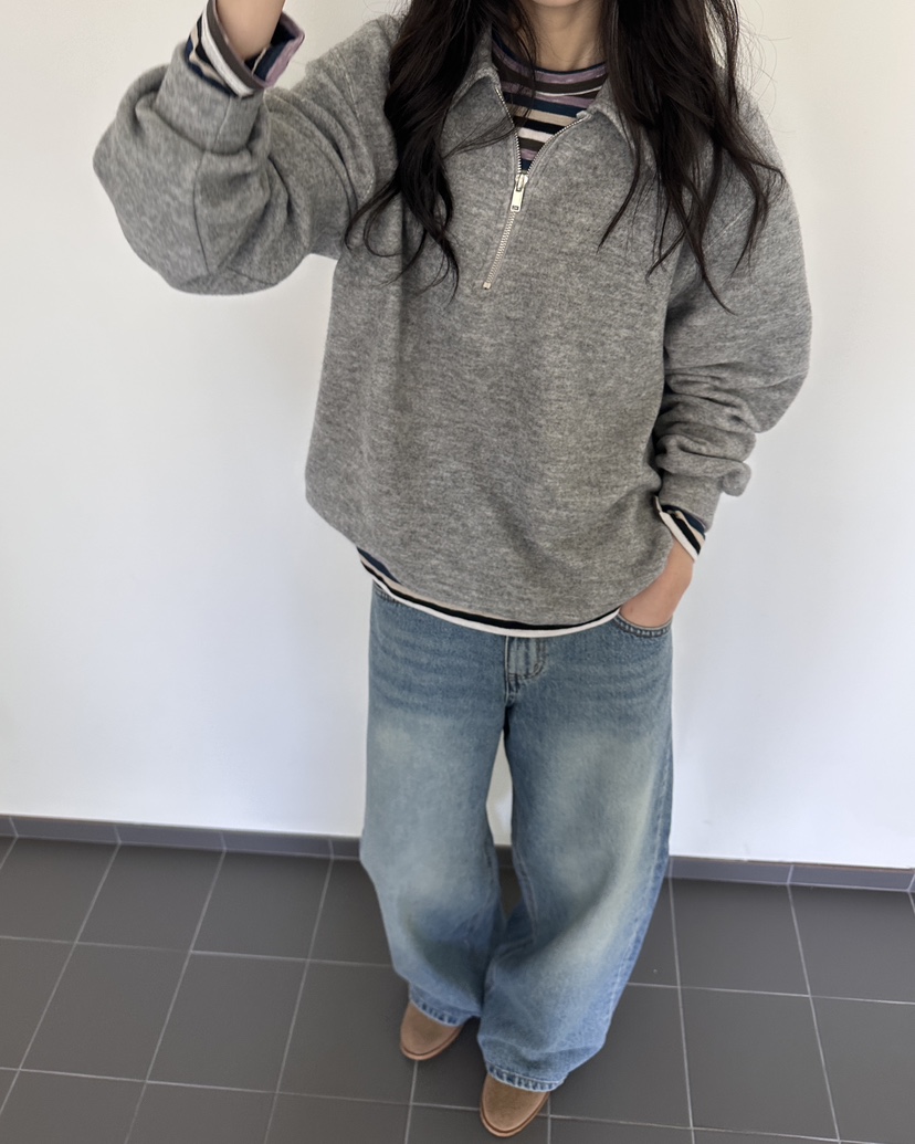 HOWDY/FACT THE NERD韓國代購女裝新款休閑衛衣拉鏈柔軟HOWDY/FACT THE NERD衛衣