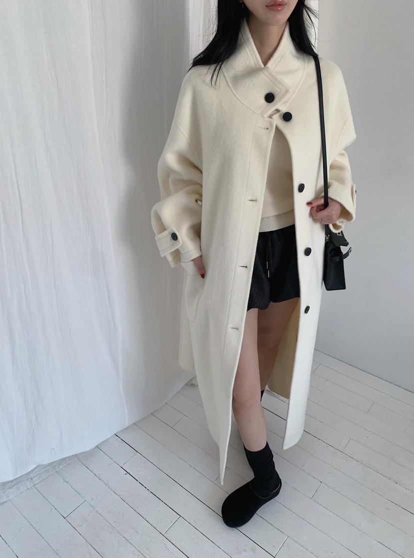 MARKE-P東大門直郵女士新品時尚熱賣中長款大衣含腰帶手工MARKE-P中長款大衣