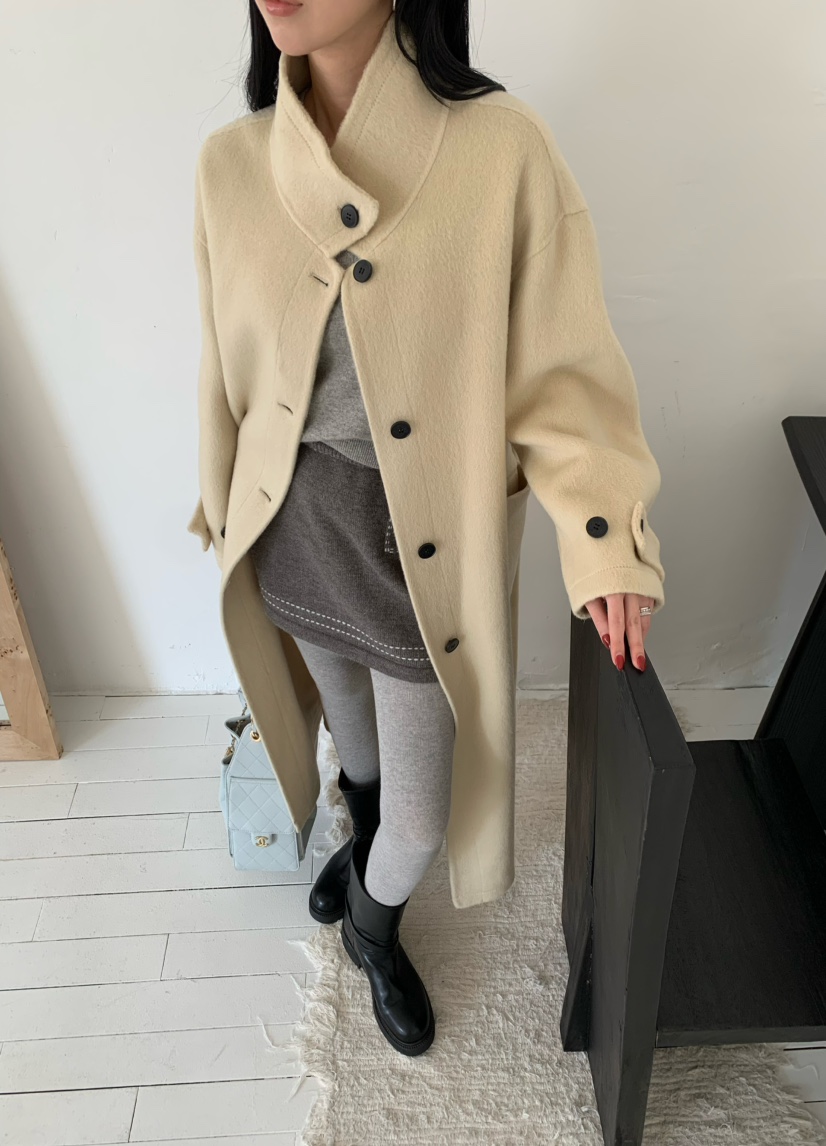 MARKE-P東大門直郵女士新品時尚熱賣中長款大衣含腰帶手工MARKE-P中長款大衣