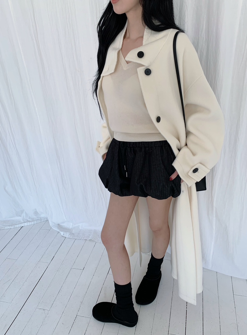 MARKE-P東大門直郵女士新品時尚熱賣中長款大衣含腰帶手工MARKE-P中長款大衣