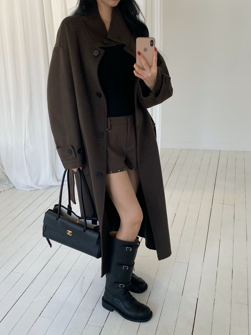 MARKE-P東大門直郵女士新品時尚熱賣中長款大衣含腰帶手工MARKE-P中長款大衣