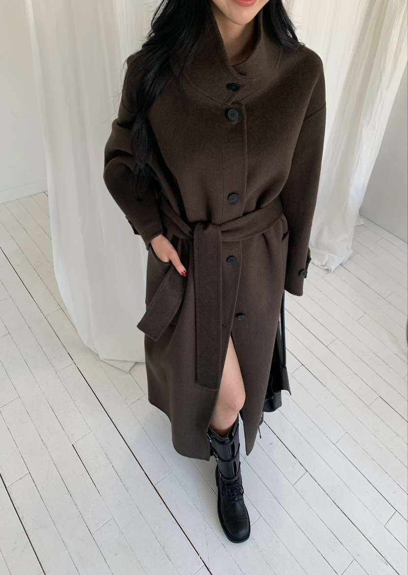 MARKE-P東大門直郵女士新品時尚熱賣中長款大衣含腰帶手工MARKE-P中長款大衣圖色3