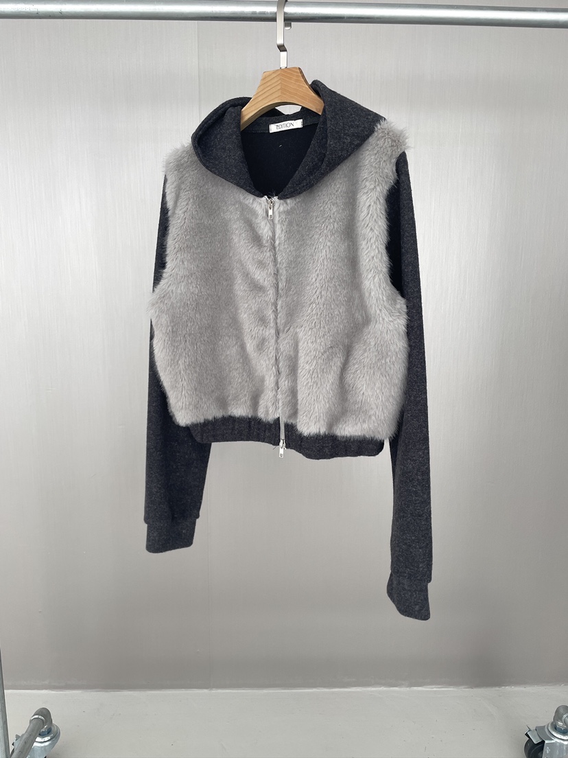 EDITION-P東大門代購女裝新品推薦人氣休閑夾克連帽衫貂皮EDITION-P夾克圖色2
