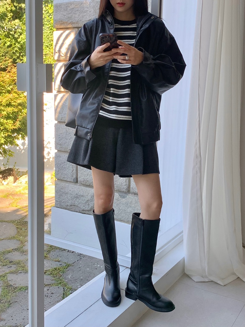 BLEECKER東大門代購女裝新品時尚休閑熱賣真品短褲人字紋BLEECKER短褲