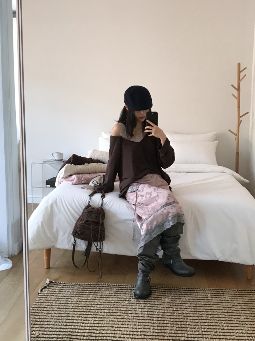 LOVE PULL韓國直郵女士新品熱賣休閑長袖T恤安哥拉假兩件LOVE PULL長袖T恤