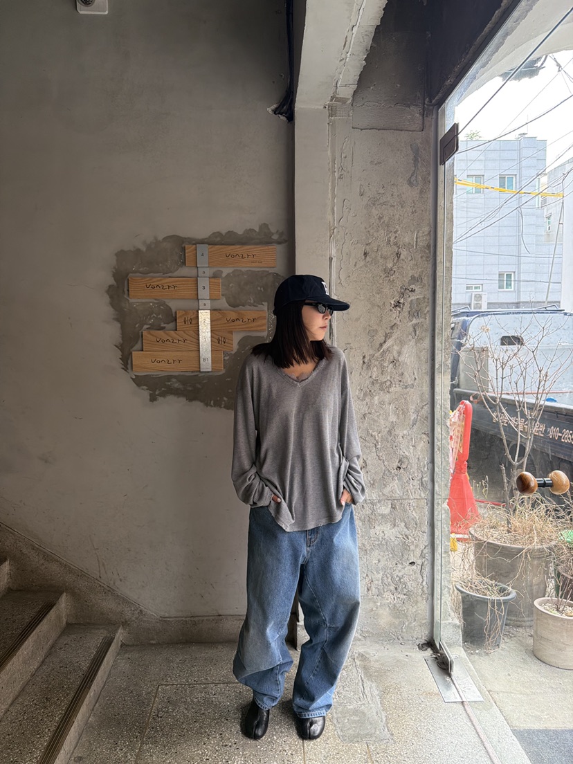 FRANC—L韓國代購女裝新品時尚人氣休閑長袖T恤羊毛針織V領FRANC長袖T恤