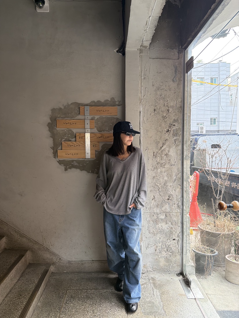 FRANC—L韓國代購女裝新品時尚人氣休閑長袖T恤羊毛針織V領FRANC長袖T恤